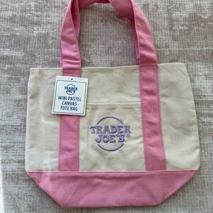 Viral -SOLD OUT Trader Joe's Pink and Cream Canvas Tote Bag